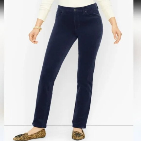 Talbots Pants - Talbots Petite Womens Size 2P High Waist Straight Leg Corduroy Pants in Blue 277